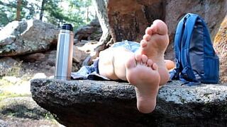 Real Sex Tape: Asian Brunette Milf Took Off ALL Her Clothes In The Wild And Walked Naked And Barefoot FOOT FETISH Hidden Cam JOI porn video