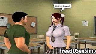 Sexy 3D cartoon honey getting double teamed porn video